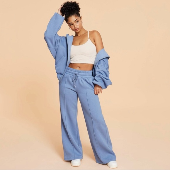 NWT Blogilates Full Zip Hooded Sweatshirt Hoodie Sz S Steel Blue - Picture 5 of 11